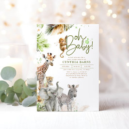 Little Vilda djur Jungle Safari Cute Baby Shower Inbjudningar
