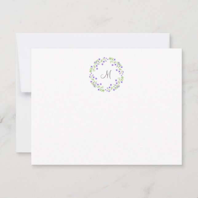Little Violet Watercolor Blommars Wand Anteckningskort (Framsida)