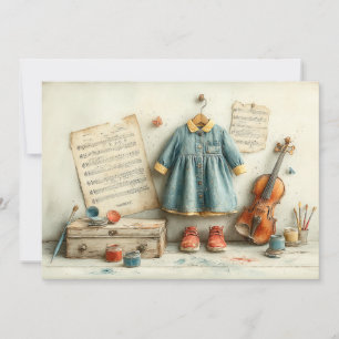 Little Violinist - 1st Birthday Girl Inbjudningar