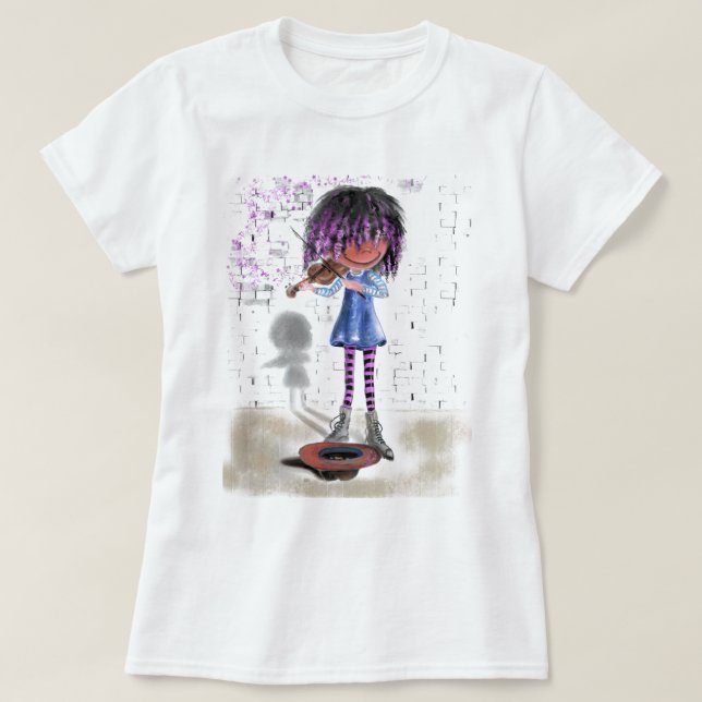 Little Violinist Street Musician T-Shirt (Design framsida)