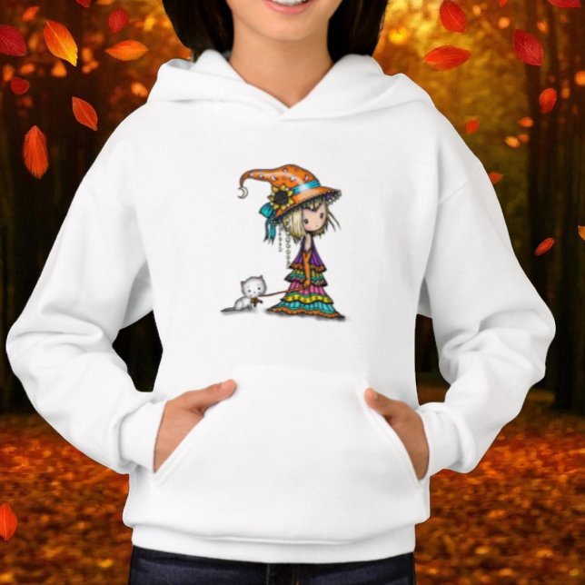 Little Wanderer Cute Witch med White Kitten T Shirt (Skapare uppladdad)