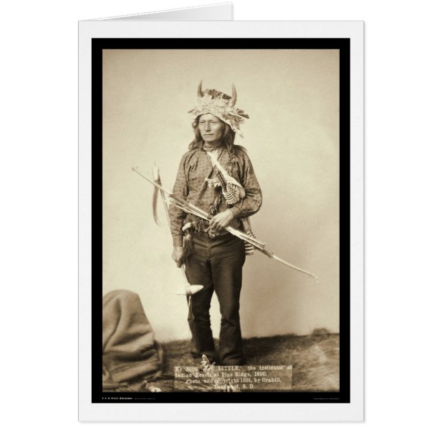 Little, Wearing Horn Headdress SD 1890 Hälsningskort (Framsidan)