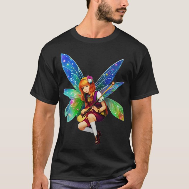 Little Whimsical Fairy Holding a Instrument T Shirt (Framsida)