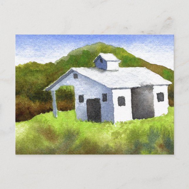 "Little White Barn" vykort för Land-vägar (Framsida)