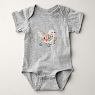 Little White Bird Blommigt Baby Bodykostym T Shirt