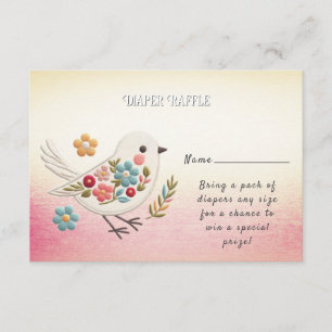 Little White Bird Blommigt Baby Shower Tilläggskort