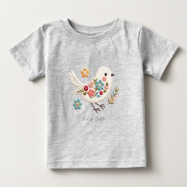 Little White Bird Blommigt Baby T-Shirt (Framsida)