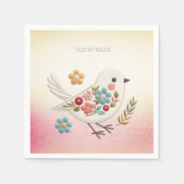 Little White Bird Blommigt Napkins Pappersservett