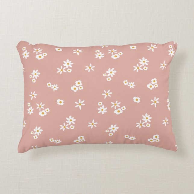 Little White Flowers on rosa - seamless mönster. Prydnadskudde (Framsidan)