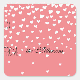 Little White Hearts Gift Märkre Fyrkantigt Klistermärke