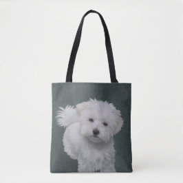 Little white hund pet porträtt Tote Tygkasse