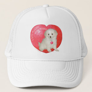 Little White Hund Rädding Valentine Keps