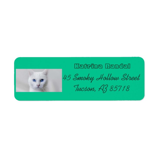Little White Kattunge Address Label Returadress Etikett (Framsidan)