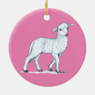 Little White Lamb Julgransprydnad Keramik