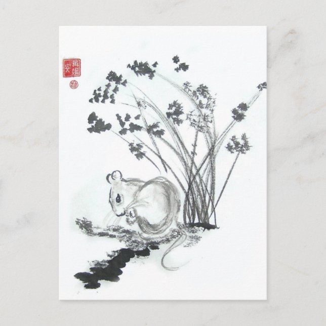 Little White Mouse Vykort (Framsida)