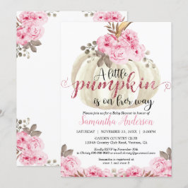 Little White Pumpkin Rosa Blommigt Baby Shower Inbjudningar