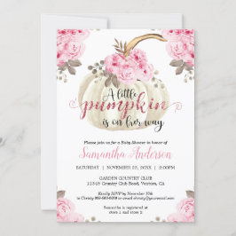 Little White Pumpkin Rosa Blommigt Girl Baby Showe Inbjudningar