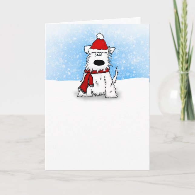 Little White Puppy Hund Glad helg Card (Framsida)