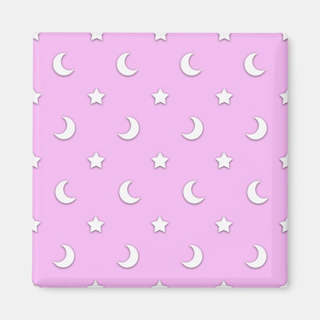 Little White Stars och Måne på Rosa Magnet (Framsidan)