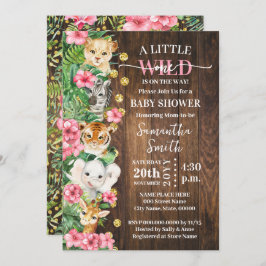 Little Wild One Rustic Safari Pink Baby Shower Inbjudningar