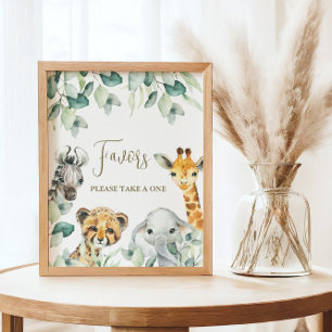 Little Wild One Safari Baby Shower Favors skylt