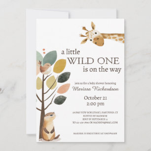 Little Wild One Safari Djur Baby Shower Inbjudningar