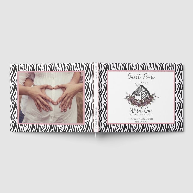Little Wild One Zebra Photo Baby Shower Guest Book Gästböcker (Full)