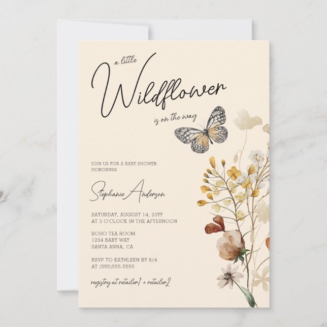 Little WildblomBaby Shower Inbjudningar (Framsida)