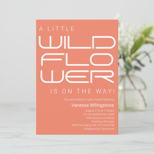 Little WildblomBaby Shower Inbjudningar (Stående Fram)
