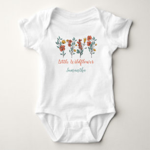 Little Wildblomblommigt Personlig Namn Kids T Shirt
