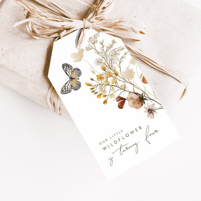 Little WildblomButterfly Blommigt Girls Favor Presentetikett (Skapare uppladdad)