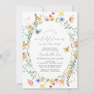 Little WildblomButterfly Oval Girl Baby Shower Inbjudningar