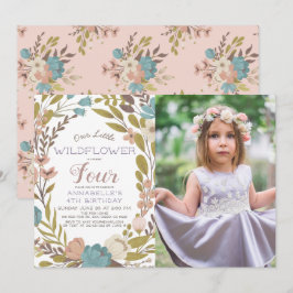 Little Wildblomfoto Birthday Inbjudningar