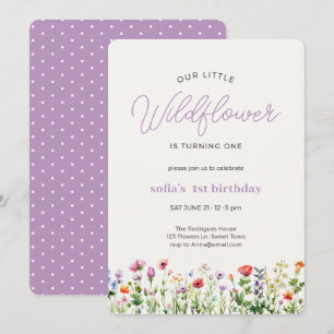 Little WildblomGirl 1:a födelsedagsinbjudan Inbjudningar