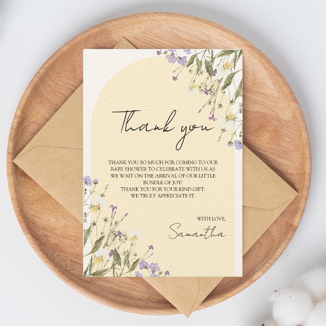 Little WildblomGirl's BABY SHOWER Tack Kort (thank you wildflower baby shower cards)