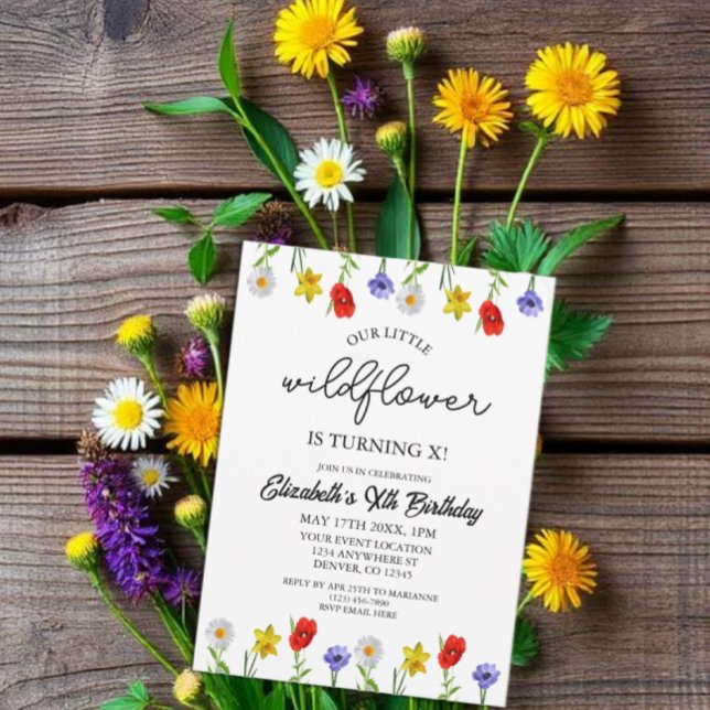 Little WildblomKids Girl Birthday Inbjudningar (Skapare uppladdad)