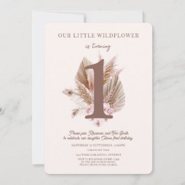 Little Wildblomma 1:a födelsedagsinbjudan boho Inbjudningar