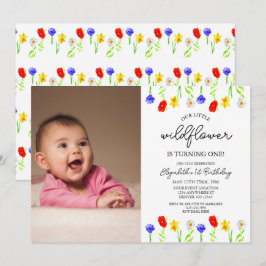 Little Wildblomma 1st Birthday Inbjudningar