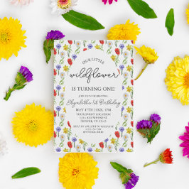 Little Wildblomma 1st Birthday Inbjudningar