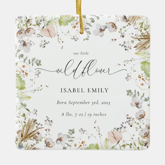 Little Wildblomma Baby Första jul Julgransprydnad Keramik (Framsida)