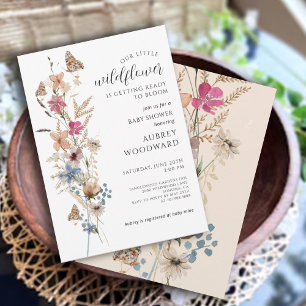 Little Wildblomma Baby in Bloom Baby Shower Inbjudningar