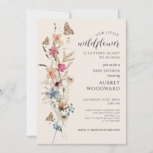 Little Wildblomma Baby in Bloom Baby Shower Inbjudningar