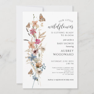 Little Wildblomma Baby in Bloom Baby Shower Inbjudningar