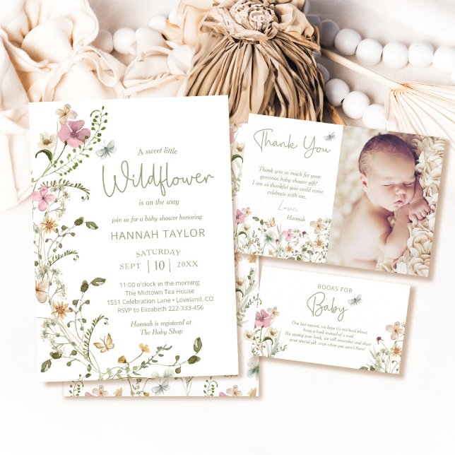Little Wildblomma Blommigt Baby Shower Inbjudningar (Skapare uppladdad)