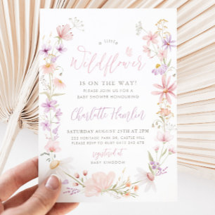 Little Wildblomma Blommigt Baby Shower Rosa Lila  Inbjudningar
