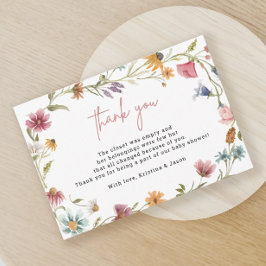 Little Wildblomma Blommigt Baby Shower Tack Kort
