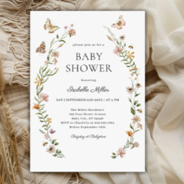 Little Wildblomma Blommigt Girl Baby Shower Inbjudningar
