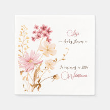 Little Wildblomma Blommigt Girl Baby Shower Napkin