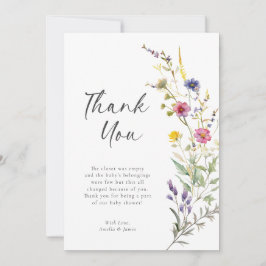 Little Wildblomma Blommigt Girl Baby Shower Tack Kort
