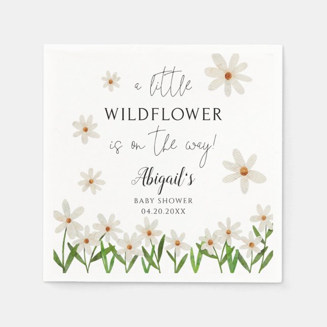 Little Wildblomma Daisy Baby Shower Pappersservett (Framsidan)